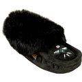 Laurentian Chief Rabbit Fur Moccasin - Black Suede