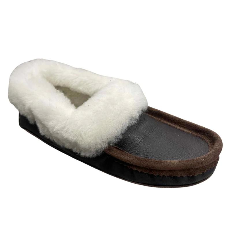 Laurentian Chief Sheepskin Moccasin - Dark Brown