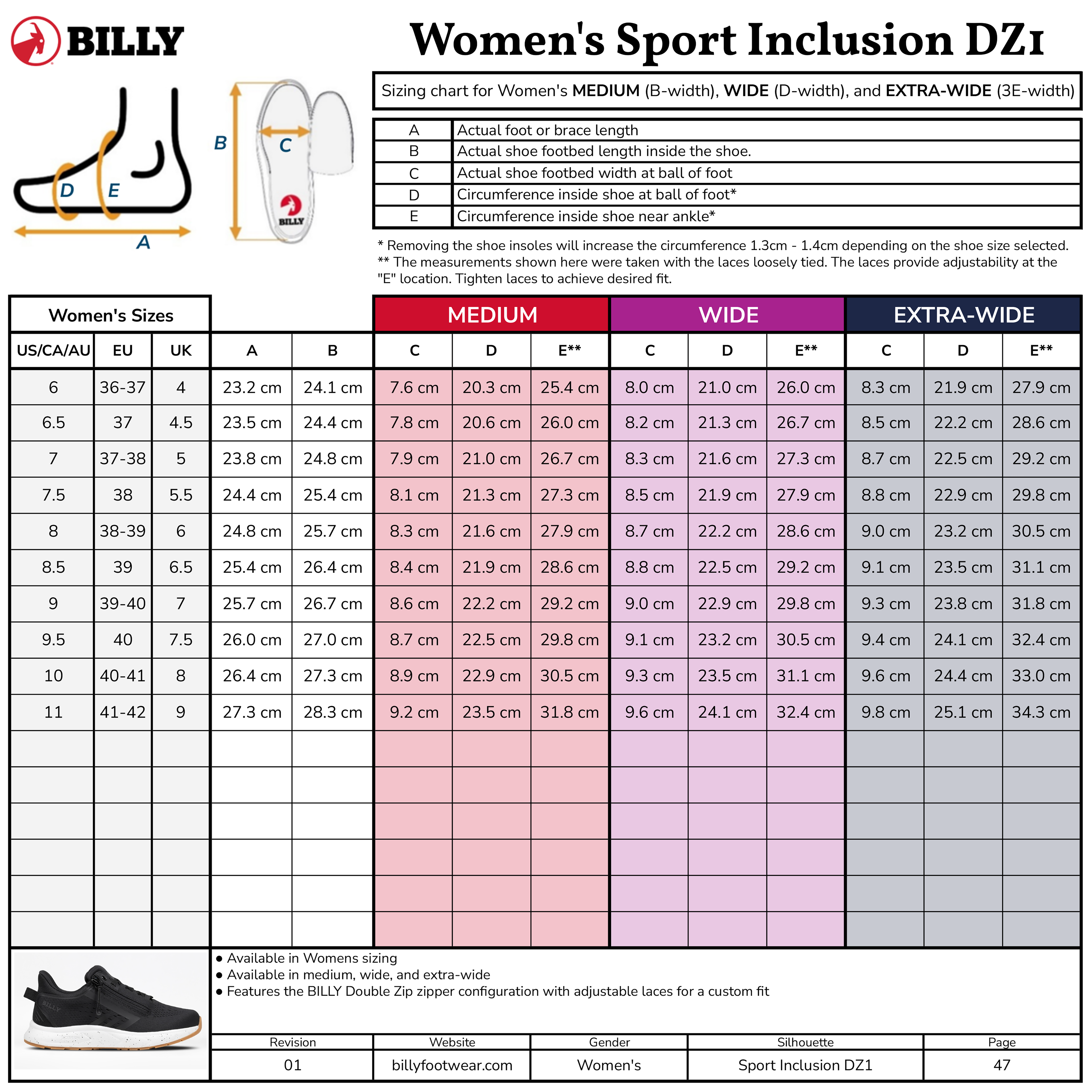 Women's Mauve/White/Plum BILLY Sport Inclusion DZ1 -Shoekid.ca