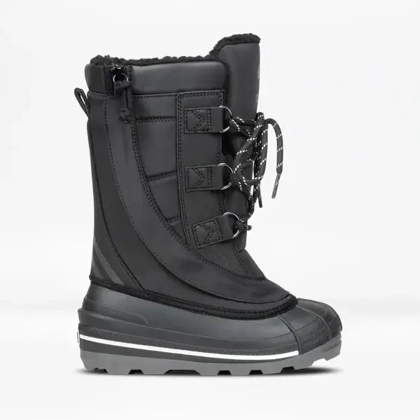 BILLY ICE Winter Boots for Kids - AFO Friendly, insulated to -40 degrees, black side view.