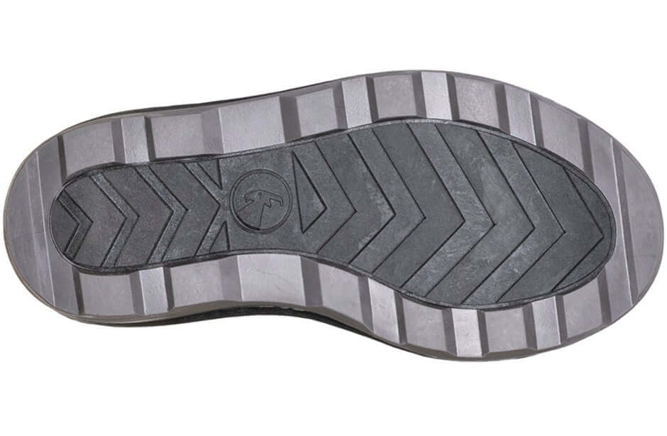 Sole of Black/Black BILLY Ice II Winter Boots, durable grip for kids, AFO friendly design.