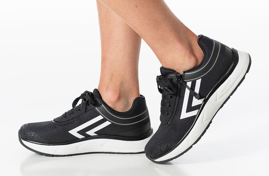 Women's Black/White BILLY Sport Inclusion Too Sneakers for orthopedic needs, AFO-compatible, wide-width, ankle support.
