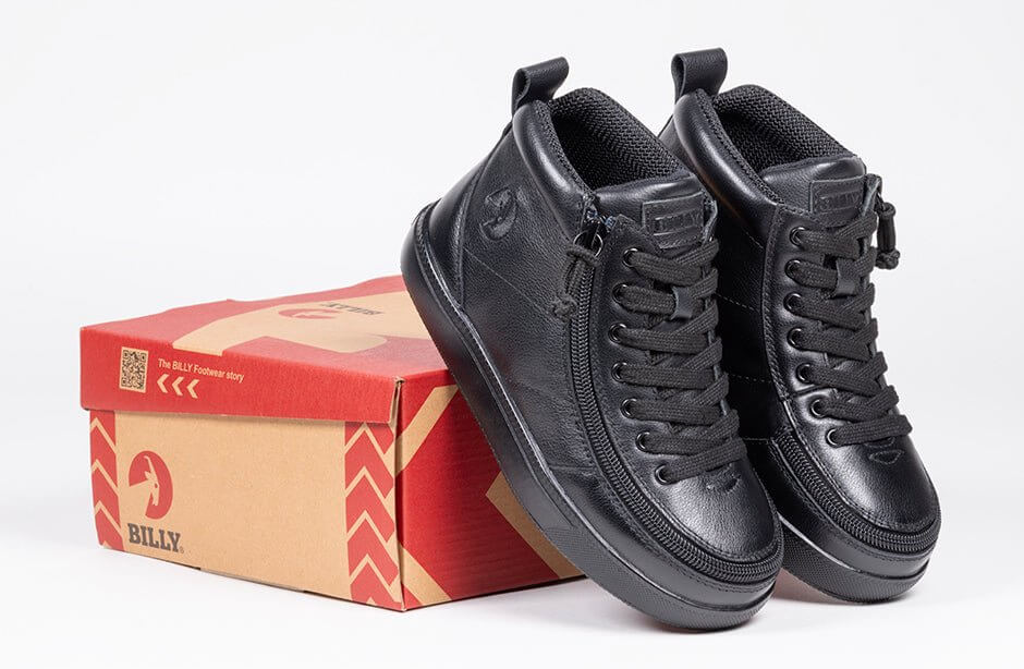 Black to the Floor Leather BILLY Classic D|R II High Tops -Shoekid.ca