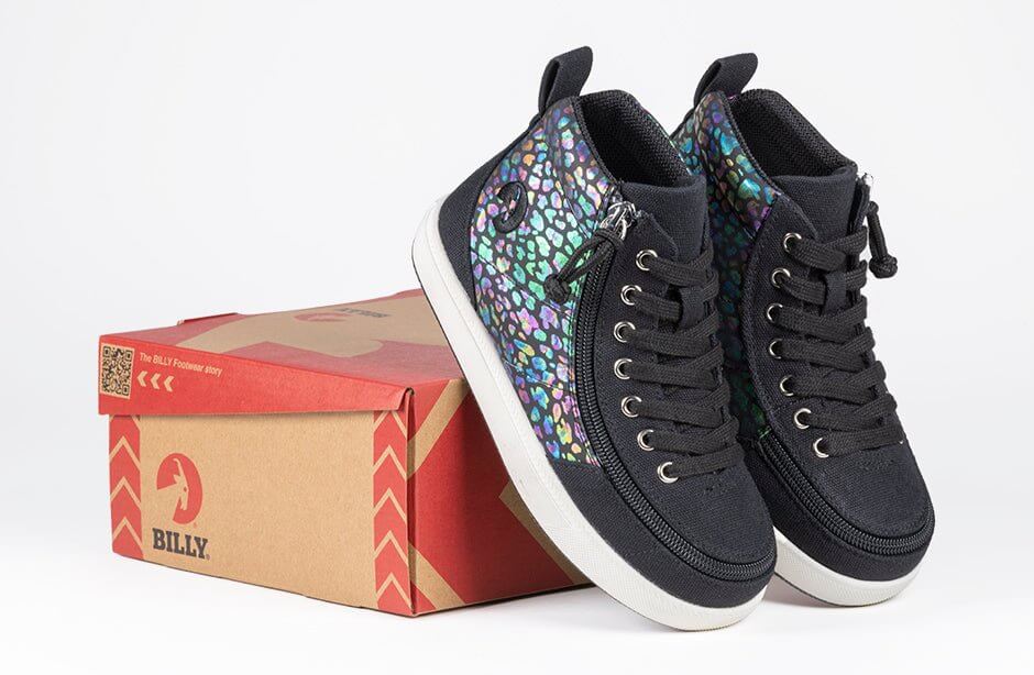 Black Leopard BILLY Classic D|R II High Tops CPMA-Certified AFO-Ready -Shoekid.ca