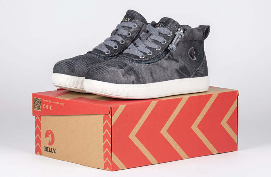 Black Acid Wash BILLY D|R II Short Wrap High Tops -Shoekid.ca