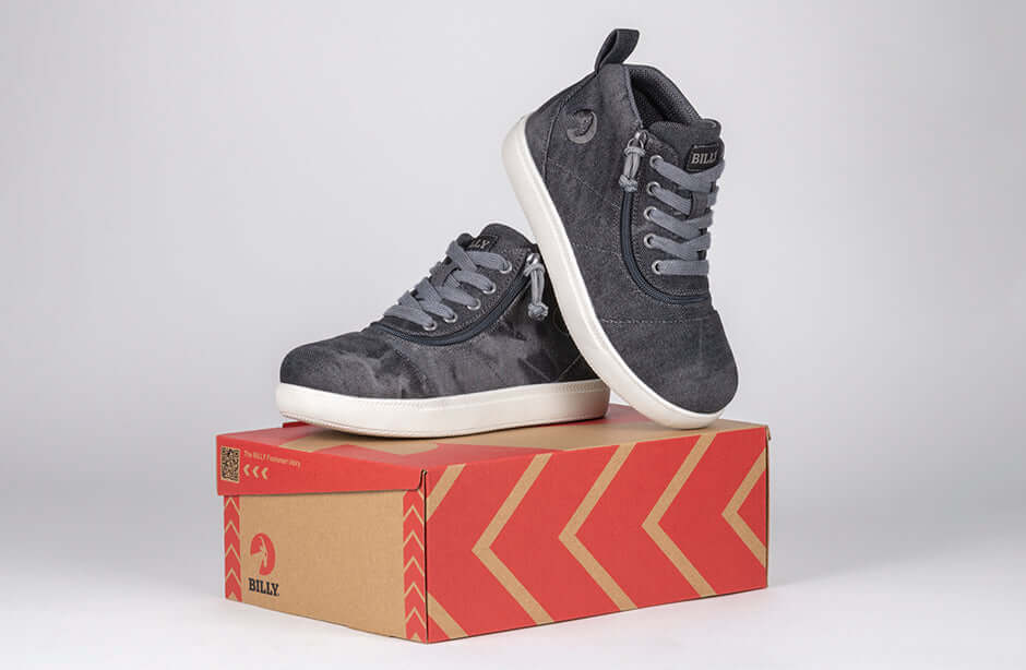 Black Acid Wash BILLY D|R II Short Wrap High Tops -Shoekid.ca