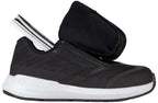 Black BILLY Goat AFO-Ready shoes with orthopedic zipper, designed for men with AFOs, offering wide-width support and easy entry.
