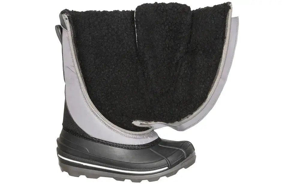 Black Grey BILLY Ice II Kids Winter Boots showcasing AFO friendly design and insulated interior for extreme cold protection.