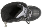 Top view of Black Grey BILLY Ice II Kids Winter Boots showcasing insulated inner fabric, AFO friendly design.