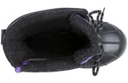 Top view of Black/Purple BILLY Ice Winter Boots showing insulated inner fabric for warmth and comfort in extreme cold.