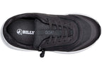 Top view of black BILLY Goat orthopedic shoe with zipper, AFO-ready, ideal for wide feet and ankle support.