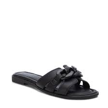 Women's Carmela Linda Leather Slide Sandal – Black