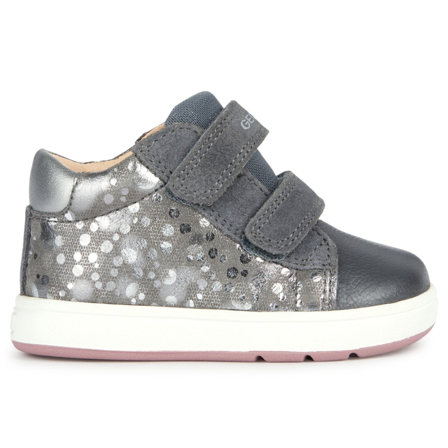 GEOX B Biglia Baby Shoe - Dark Grey / Dark Silver