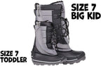 Grey BILLY Ice Winter Boots for Kids - AFO Friendly, sizes for toddlers and big kids, exceptional warmth and easy access design.