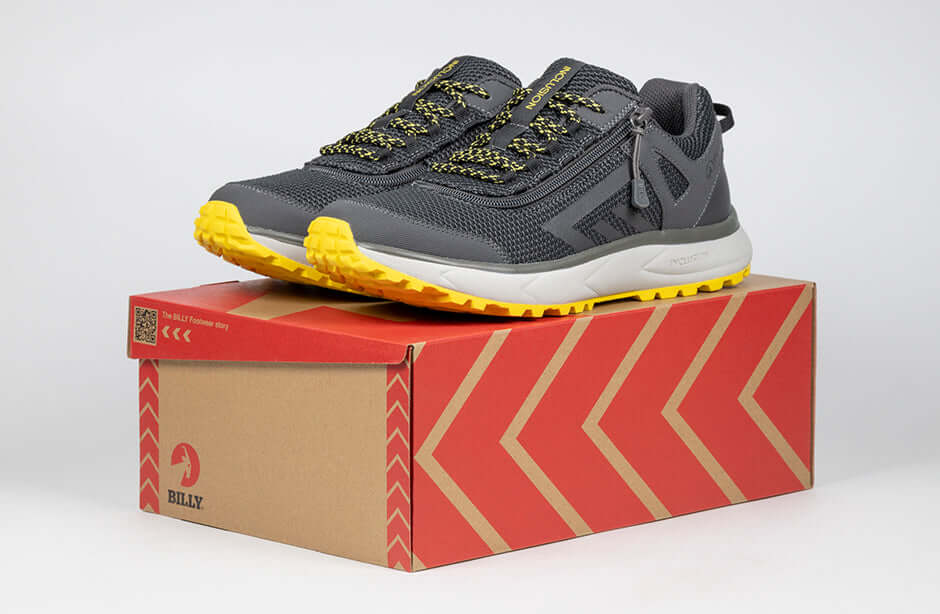 Men's Charcoal/Yellow BILLY Inclusion Trail Sneakers -Shoekid.ca