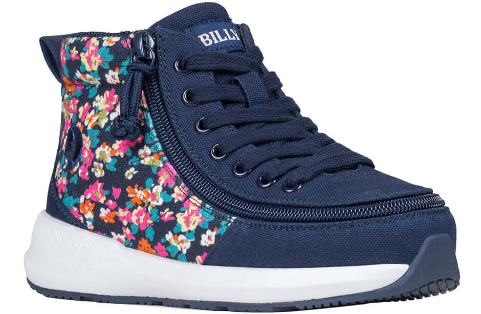Navy Floral BILLY Goat Classic High Top CPMA Certified AFO-Ready -Shoekid.ca