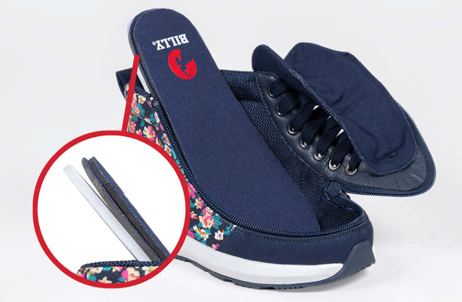 Navy Floral BILLY Goat Classic High Top CPMA Certified AFO-Ready -Shoekid.ca