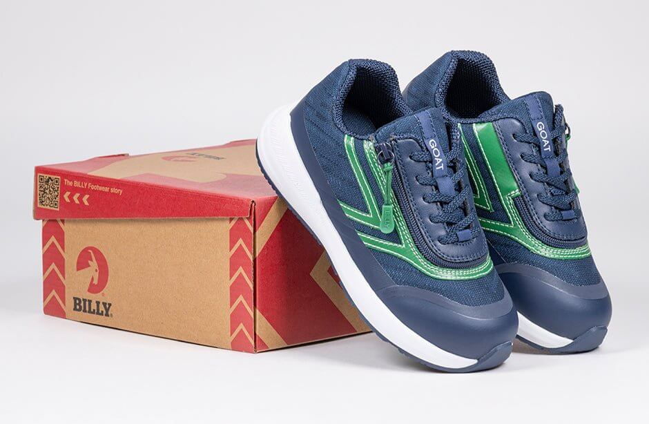 Navy/Green BILLY Goat CPMA Certified AFO-Ready -Shoekid.ca