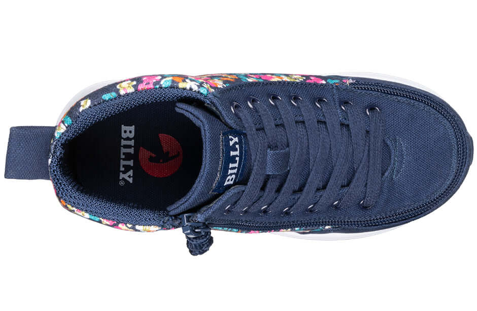 Navy Floral BILLY Goat Classic High Top CPMA Certified AFO-Ready -Shoekid.ca