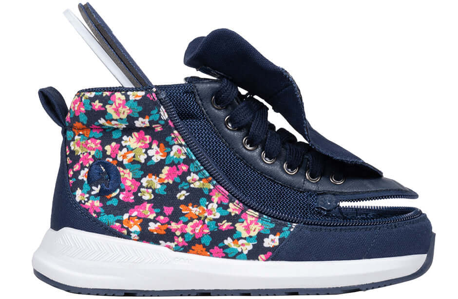 Navy Floral BILLY Goat Classic High Top CPMA Certified AFO-Ready -Shoekid.ca
