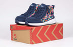 Navy Floral BILLY Goat Classic High Top CPMA Certified AFO-Ready -Shoekid.ca