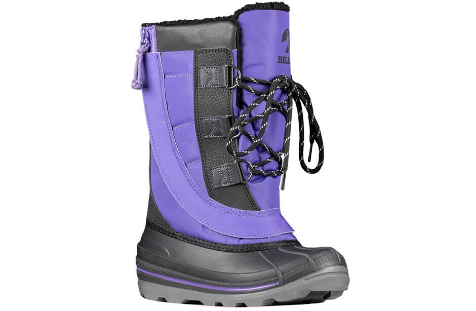 Purple BILLY Ice Winter Boots for Kids - AFO friendly, insulated for warmth to -40 degrees, easy access design, perfect winter footwear.