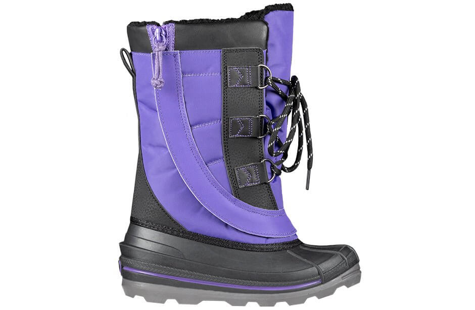 Purple BILLY Ice Winter Boots for kids - AFO friendly, insulated for warmth and easy access design, perfect for extreme cold weather.