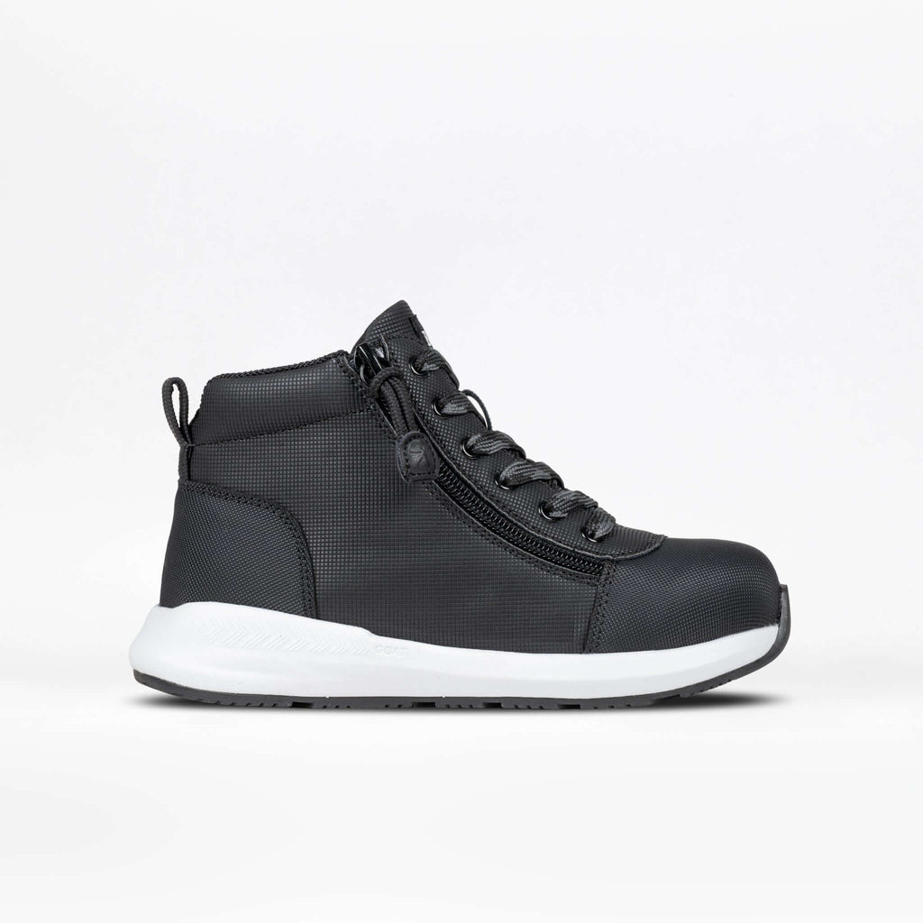 Rugged Black BILLY Goat Dual Zipper High Tops CPMA Certified AFO-Ready -Shoekid.ca
