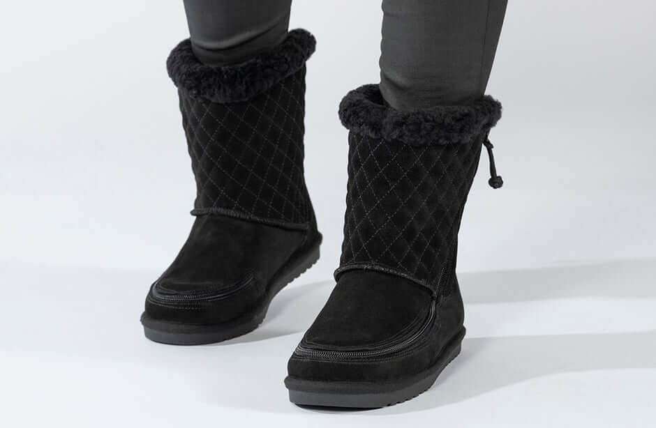 Women's Black BILLY Cozy Quilt Warm Lux Boots -Shoekid.ca
