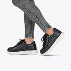 Women's Black Leather BILLY Comfort Plush -Shoekid.ca