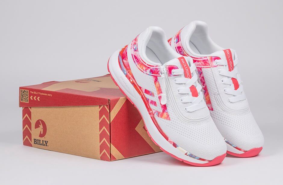Women's Pink Marble BILLY Sport Inclusion Athletic Sneakers -Shoekid.ca