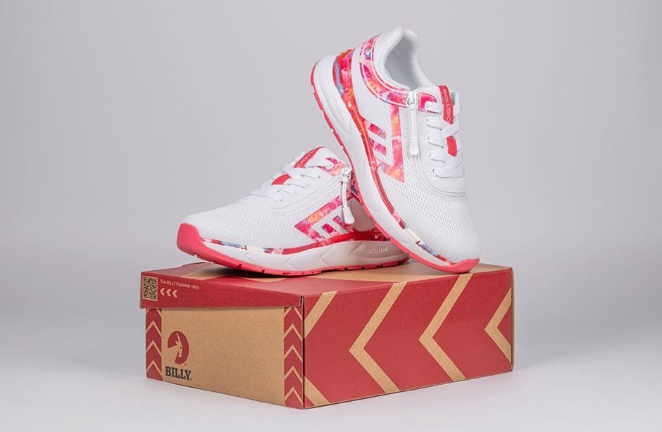 Women's Pink Marble BILLY Sport Inclusion Athletic Sneakers -Shoekid.ca