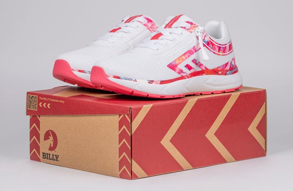 Women's Pink Marble BILLY Sport Inclusion Athletic Sneakers -Shoekid.ca