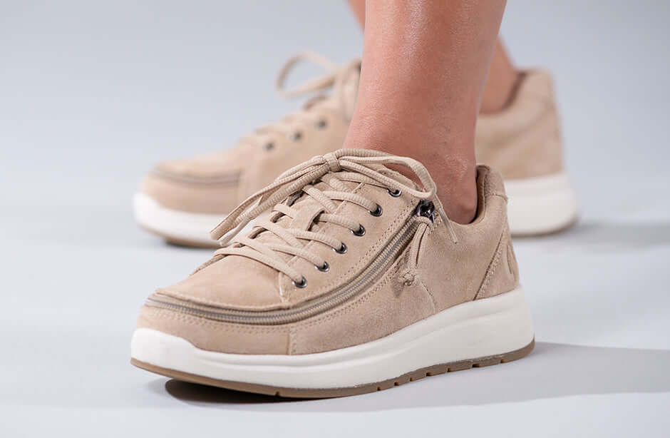 Women's Tan Suede BILLY Comfort Lows (CPMA Approved) -Shoekid.ca
