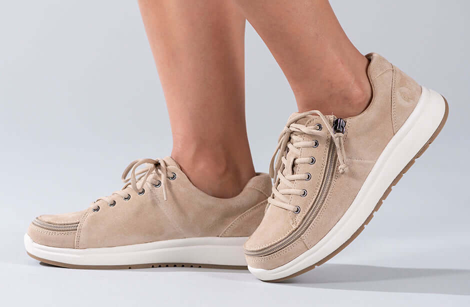 Women's Tan Suede BILLY Comfort Lows (CPMA Approved) -Shoekid.ca