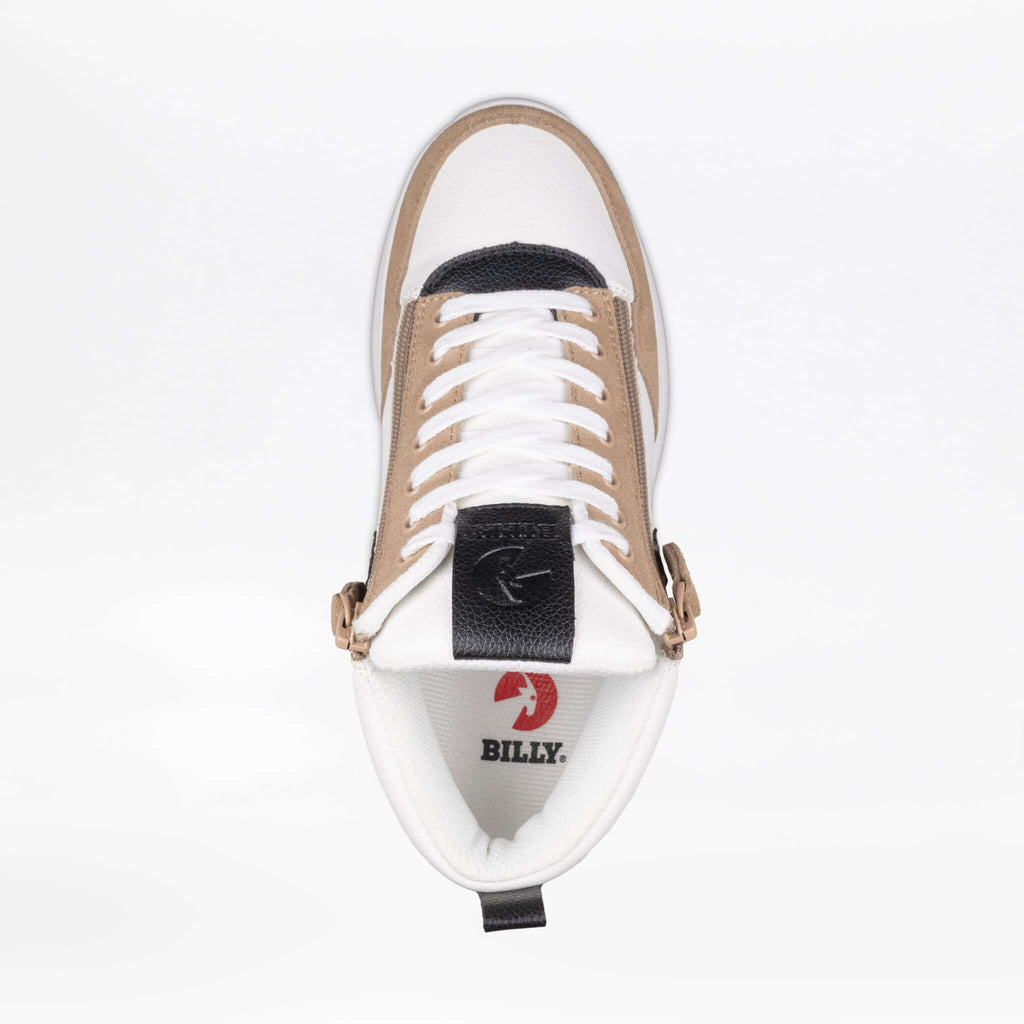 Women's White/Tan/Black BILLY Comfort Dual Zipper High Top -Shoekid.ca