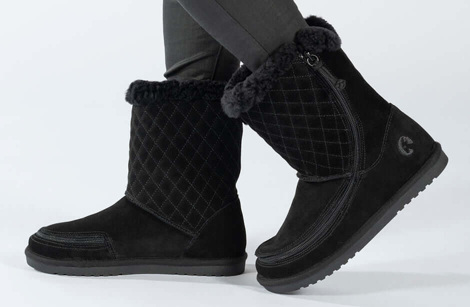 Women's Black BILLY Cozy Quilt Warm Lux Boots -Shoekid.ca
